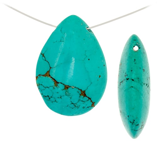 Turquoise Stablized Magnesite Flat Drop 8in Strand