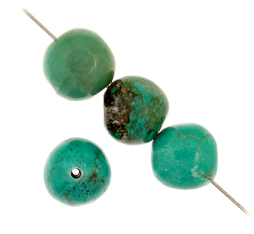 Turquoise Stablized Magnesite Round Nuggets 12mm 8in Strand