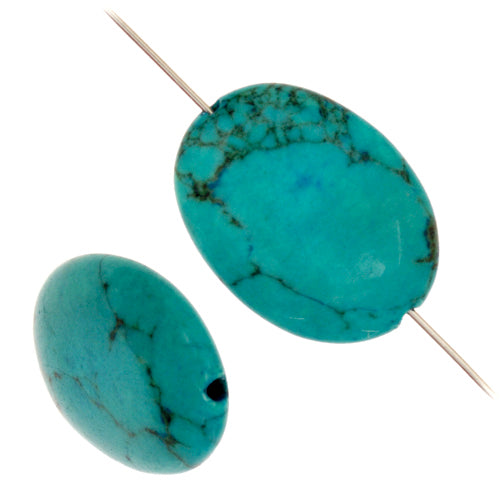 Turquoise Stablized Magnesite Flat Oval 8in Strand