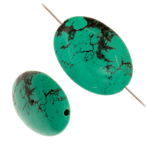 Turquoise Stablized Magnesite Flat Oval 8in Strand