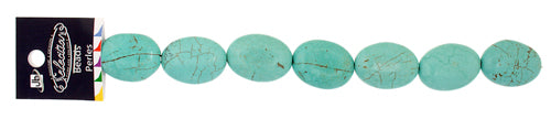 Turquoise Stablized Magnesite Flat Oval 8in Strand
