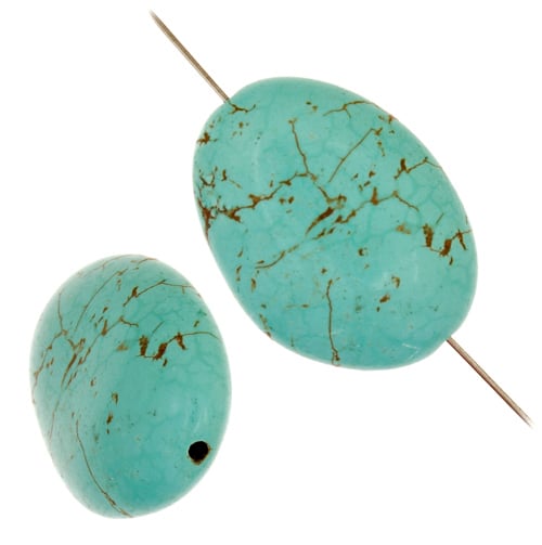 Turquoise Stablized Magnesite Flat Oval 8in Strand