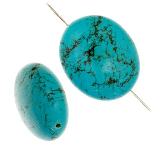 Turquoise Stablized Magnesite Flat Oval 8in Strand