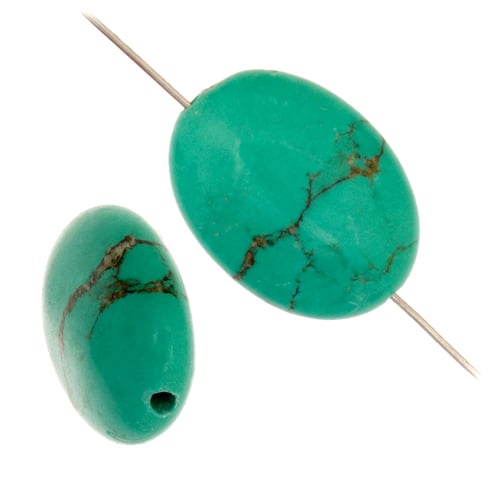 Turquoise Stablized Magnesite Flat Oval 8in Strand