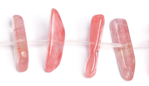 Cherry Quartz 7-12x24-35mm Fishbone 16in Semi-Precious