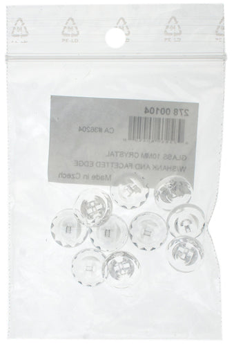 Glass Button 10mm Crystal With Shank And Facetted Edge