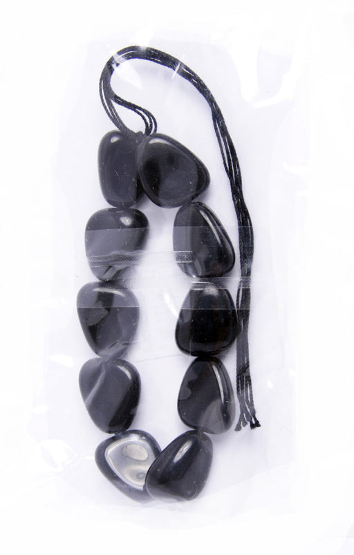 Glass Bead Stone Shape 24x19mm Strung Opaque Jet Black