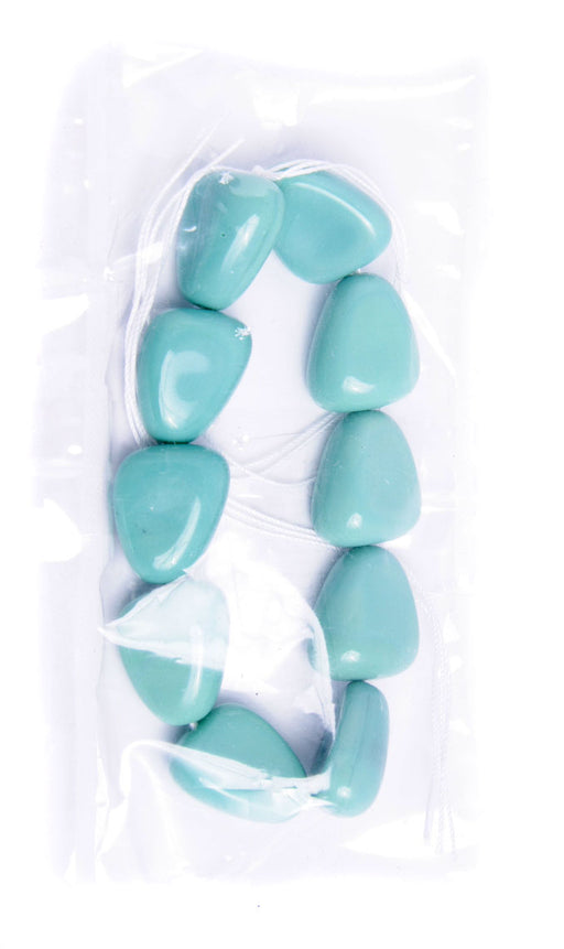 Glass Bead Stone Shape 24x19mm Strung Opaque Turquoise