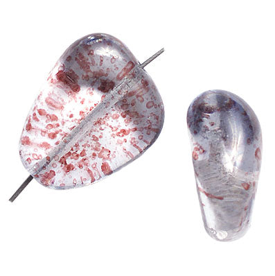 Glass Bead Stone Shape 24x19mm Strung Transparent Dyed With Speckles