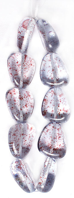Glass Bead Stone Shape 24x19mm Strung Transparent Dyed With Speckles