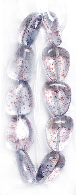 Glass Bead Stone Shape 24x19mm Strung Transparent Dyed With Speckles