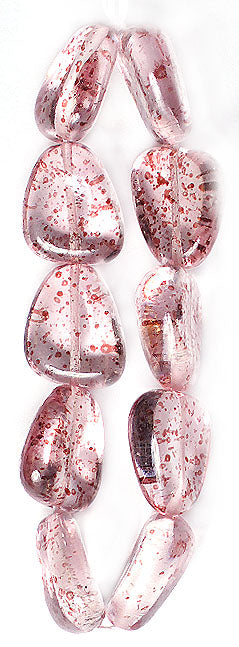 Glass Bead Stone Shape 24x19mm Strung Transparent Dyed With Speckles