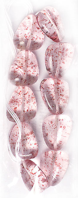 Glass Bead Stone Shape 24x19mm Strung Transparent Dyed With Speckles