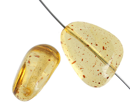 Glass Bead Stone Shape 24x19mm Strung Transparent Dyed With Speckles
