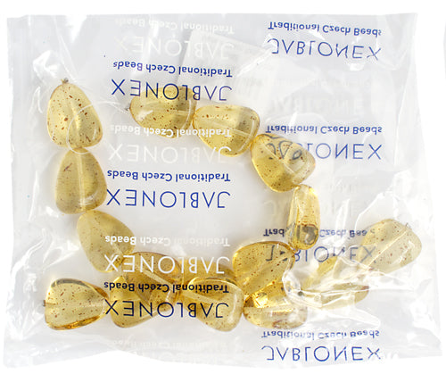 Glass Bead Stone Shape 24x19mm Strung Transparent Dyed With Speckles