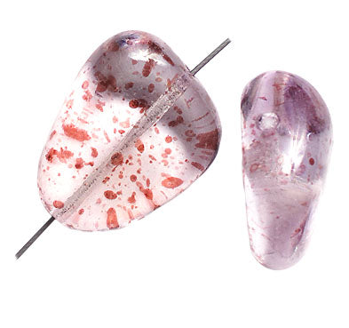 Glass Bead Stone Shape 24x19mm Strung Transparent Dyed With Speckles