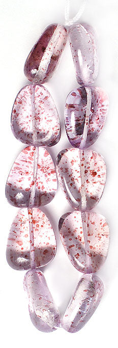 Glass Bead Stone Shape 24x19mm Strung Transparent Dyed With Speckles