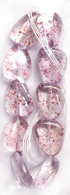 Glass Bead Stone Shape 24x19mm Strung Transparent Dyed With Speckles