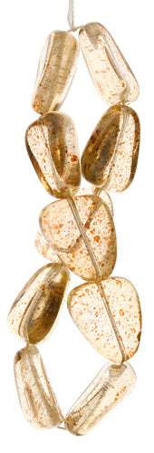 Glass Bead Stone Shape 24x19mm Strung Transparent Dyed With Speckles