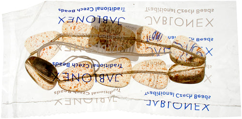 Glass Bead Stone Shape 24x19mm Strung Transparent Dyed With Speckles