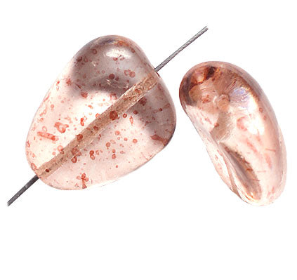 Glass Bead Stone Shape 24x19mm Strung Transparent Dyed With Speckles