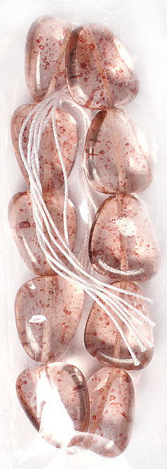 Glass Bead Stone Shape 24x19mm Strung Transparent Dyed With Speckles