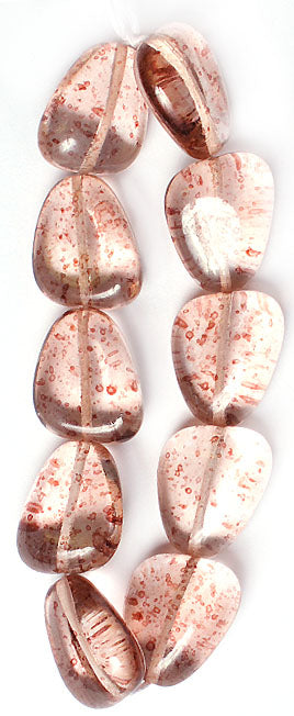 Glass Bead Stone Shape 24x19mm Strung Transparent Dyed With Speckles