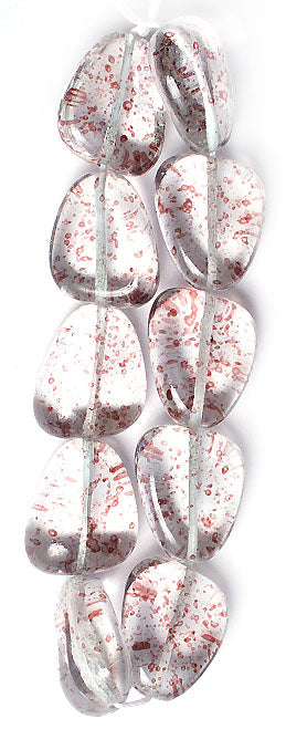 Glass Bead Stone Shape 24x19mm Strung Transparent Dyed With Speckles