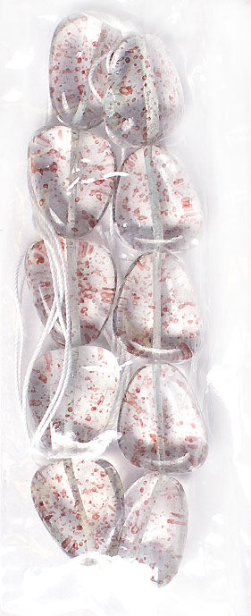 Glass Bead Stone Shape 24x19mm Strung Transparent Dyed With Speckles