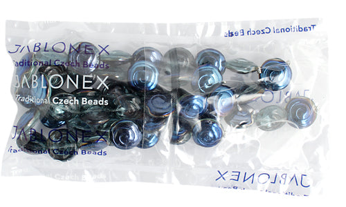 Glass Bead Swirl 13mm Transparent Aqua Azuro