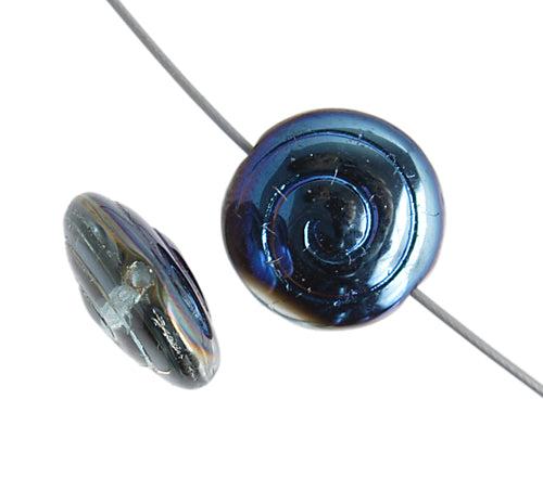 Glass Bead Swirl 13mm Transparent Aqua Azuro