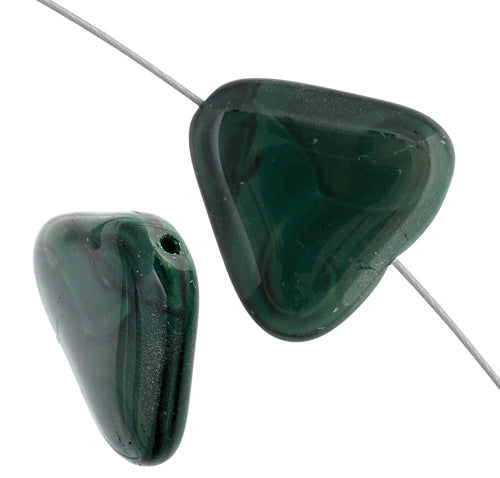 Glass Bead Triangle 17x18mm Opaque Dark Green Silk