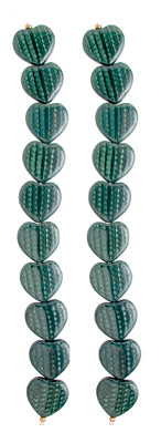 Glass Bead Heart 18mm Opaque Dark Green Silk