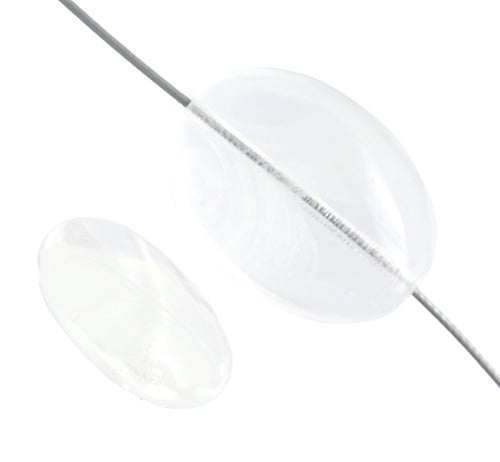 Glass Bead Oval 20x14mm Crystal White Glow in the Dark