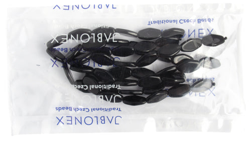 Glass Bead Diamond 16x10mm Opaque Black