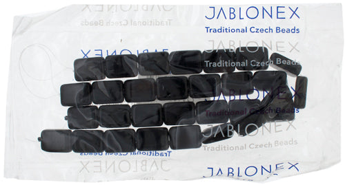 Glass Bead Bricks 14x10mm Opaque Black