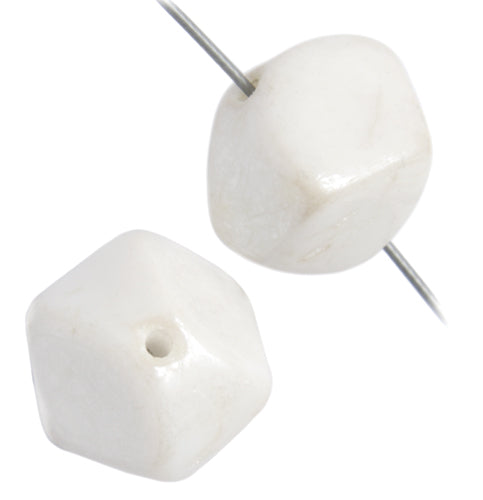 Glass Bead Nugget 14mm White Luster