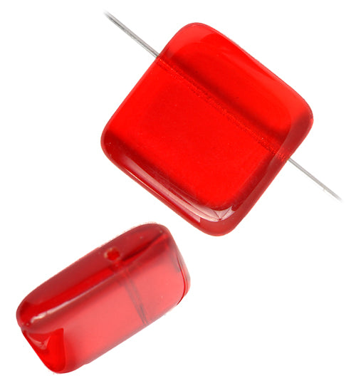Glass Bead Flat Square 17mm Transparent Siam