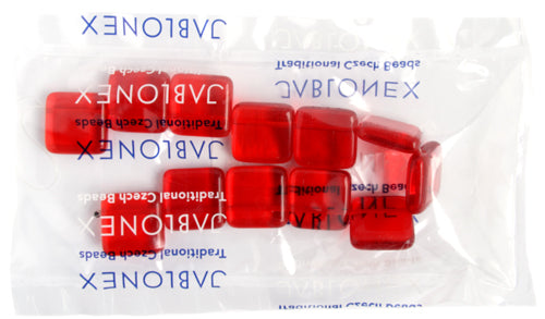 Glass Bead Flat Square 17mm Transparent Siam