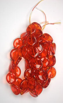 Glass Bead Flat 20/18mm Strung Wavy Oval