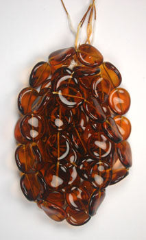 Glass Bead Flat 20/18mm Strung Wavy Oval