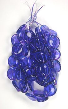 Glass Bead Flat 20/18mm Strung Wavy Oval