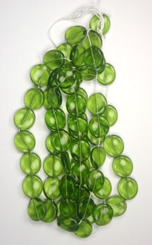 Glass Bead Flat 15/14mm Strung Wavy Oval