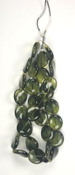 Glass Bead Flat 15/14mm Strung Wavy Oval