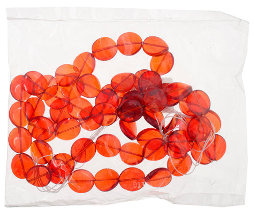 Glass Bead Flat 15/14mm Strung Wavy Oval