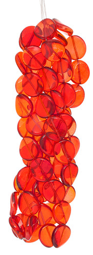 Glass Bead Flat 15/14mm Strung Wavy Oval