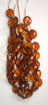 Glass Bead Flat 15/14mm Strung Wavy Oval