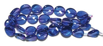 Glass Bead Flat 15/14mm Strung Wavy Oval