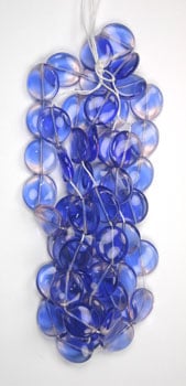 Glass Bead Flat 15/14mm Strung Wavy Oval