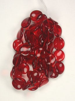 Glass Bead Flat 15/14mm Strung Wavy Oval